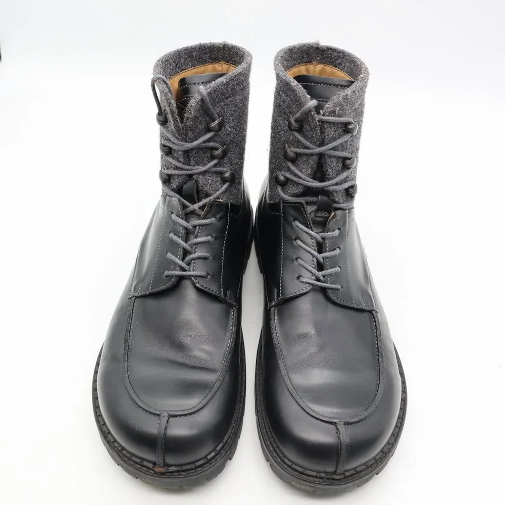 Birkenstock Timmins Men's Size EU 45 US 12 High Black Leather Boots Boiled Wool - Picture 2 of 13
